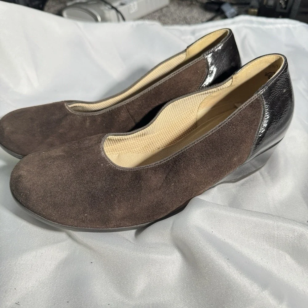 WALDLAUFER Women's Brown Comfort Wedge Pump Slip-on Shoe US 5.5